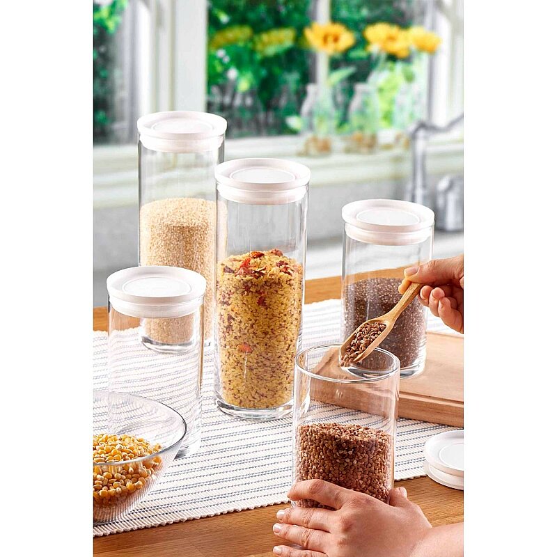 43756 Paşabahçe Breakfast Beyaz Kapaklı Kavanoz 1230 cc - 1