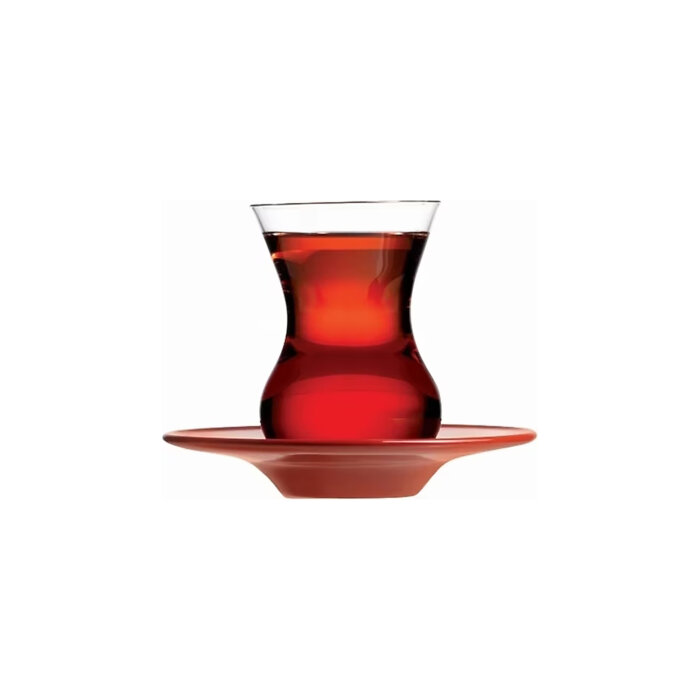95438 Paşabahçe F&D Kırmızı Tabaklı Çay Takımı - 1
