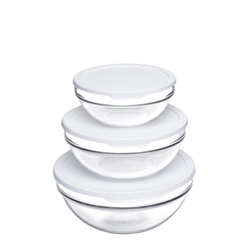 97314 Paşabahçe Chef's Beyaz Kapaklı 3'lü Saklama Kapaklı Set - 1