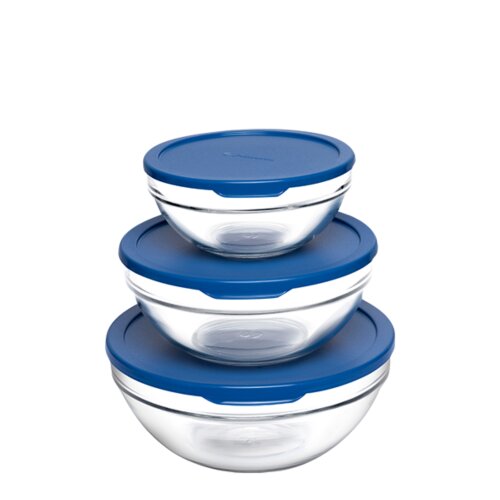 97314 Paşabahçe Chef's Mavi Kapaklı 3'lü Saklama Kabı Set - PAŞABAHÇE
