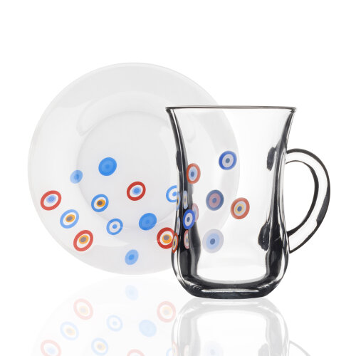 98885 Paşabahçe Set 2 Adet Kulplu Bardak 2 Adet Pasta Tabak - PAŞABAHÇE