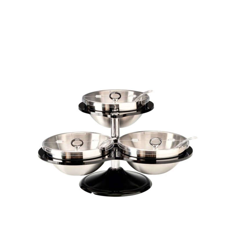 Alkan 3 Lü Çelik Kaseli Kapaklı Teşhir Standı - 1