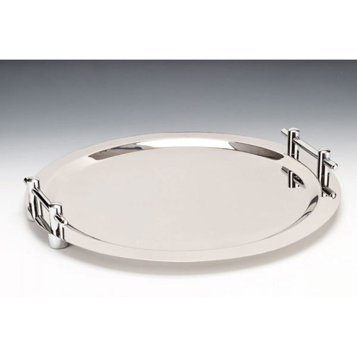 Alkan Çelik Kulplu Yuvarlak Servis Tepsi R:50 Cm - 1