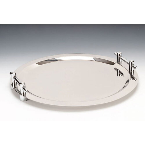 Alkan Çelik Kulplu Yuvarlak Servis Tepsi R:50 Cm - ALKAN