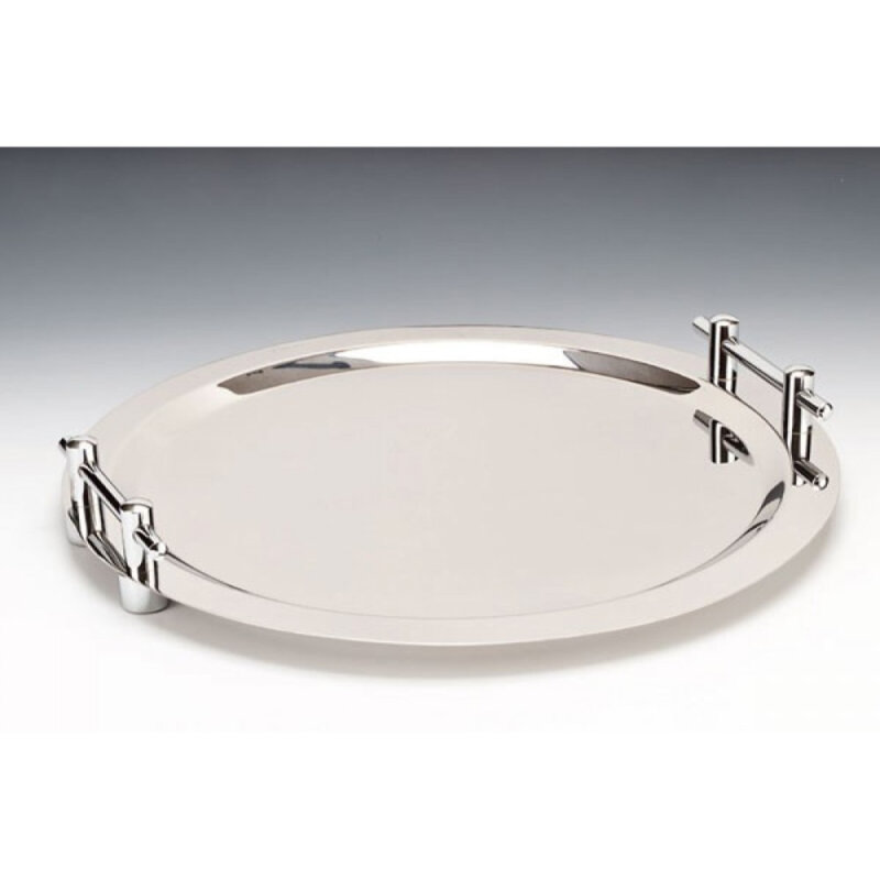 Alkan Çelik Kulplu Yuvarlak Servis Tepsi R:50 Cm - 1