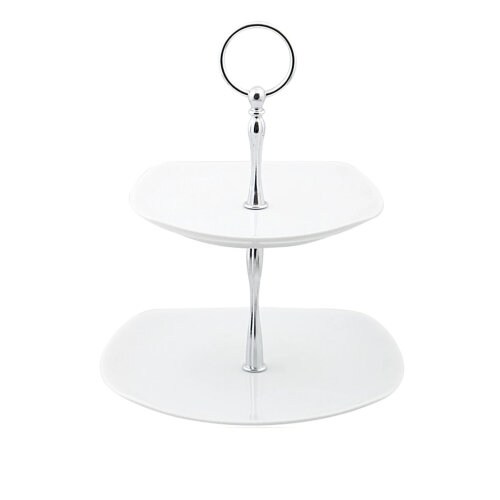 Porland Porselen 674419 Square Beyaz 2 Katlı Kurb.T - PORLAND PORSELEN