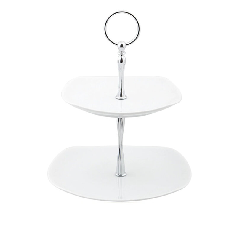 Porland Porselen 674419 Square Beyaz 2 Katlı Kurb.T - 1