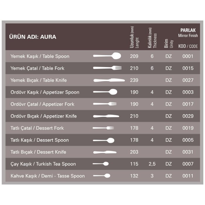 Aryıldız Aura Ordövr Bıçak 211 mm - 3