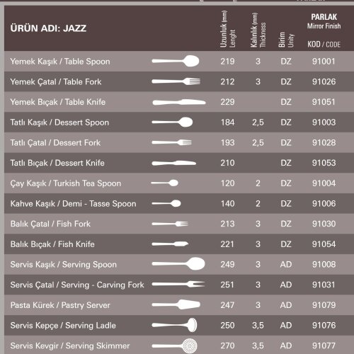 Aryıldız Jazz Servis Çatal 251 mm - 2