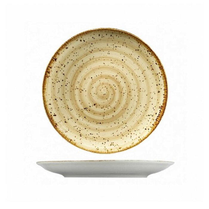 Kütahya Porselen Atlantis Çukur Tabak Bej Benekli File 250 mm - 1