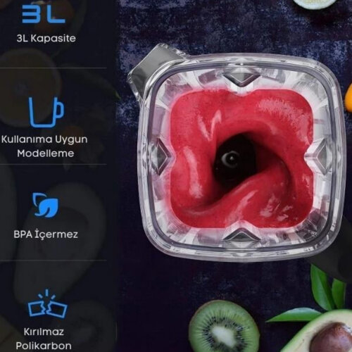 Bar Belnder 3 Lt Buz Kırıcılı 1600W Gri - 3