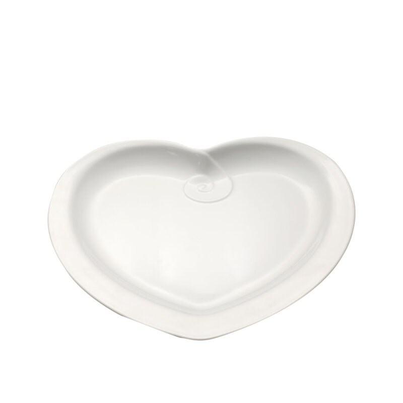 Beyaz Melamin Sunum Tabak Kalp 30 Cm - 1