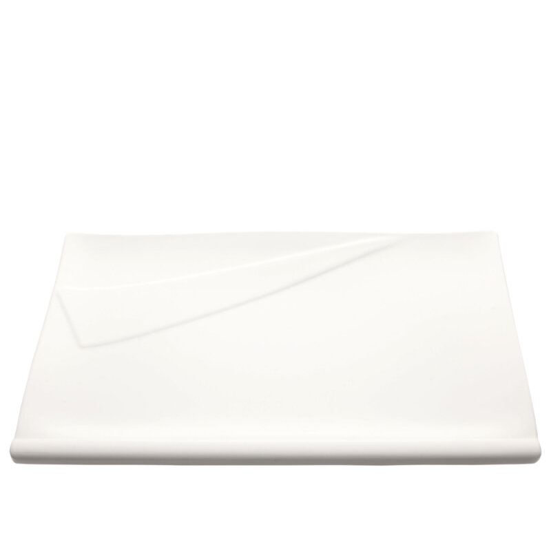 Beyaz Melamin Yaka Dik Dörtgen Tabak 38X25 Cm - 1