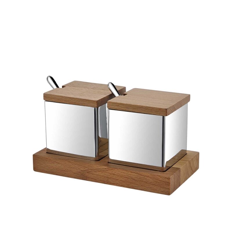 Groovy Ahşap Stand Kare 2'li Baharat Tk.Mat-Parlak GRV-55 - 1