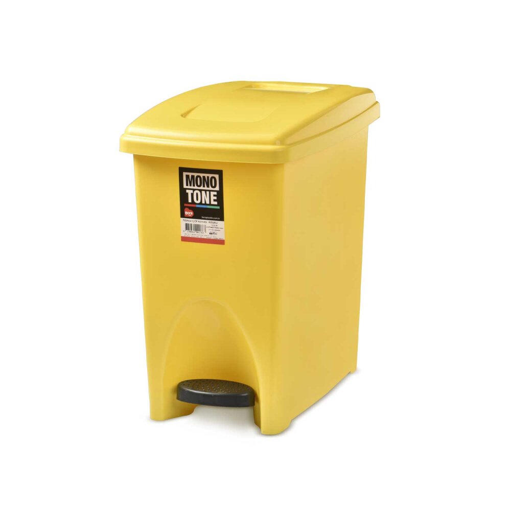 Bora PLastik Pedallı Çöp Kovası Köşeli No:4 / 48 Lt.Sarı