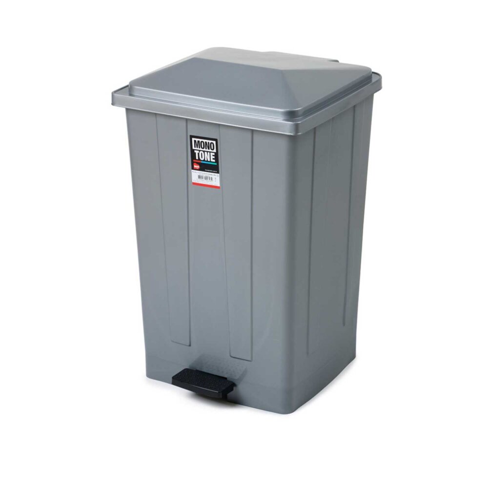 Bora PLastik Pedallı No:5 Köşeli Çöp Kovası 86 Lt Gri
