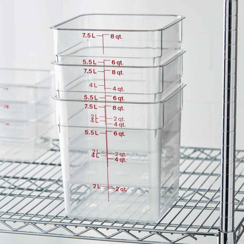 Cambro Camsquare Polikarbon Saklama Kabı Şeffaf 7600 cc 8SFSCW135 - 2