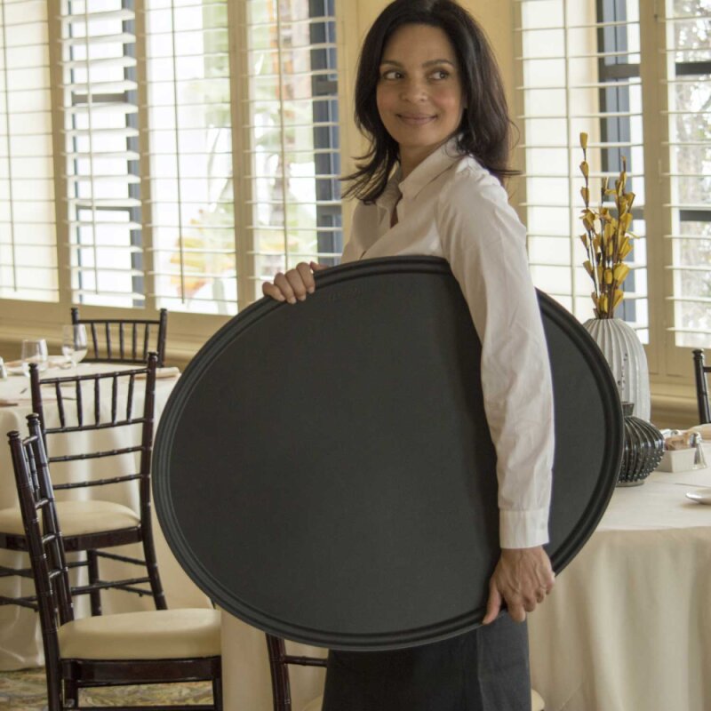 Cambro Camtread Oval Kaymaz Tepsi Siyah 735*600 mm 2900CT110 - 2