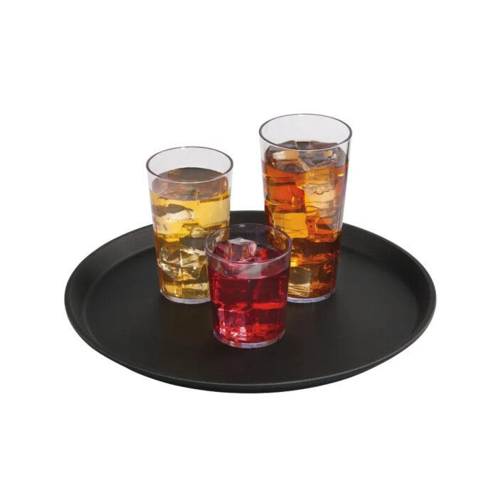 Cambro Camtread Yuvarlak Kaymaz Yüzey Tepsi Siyah 490 mm 1950CT110 - 3