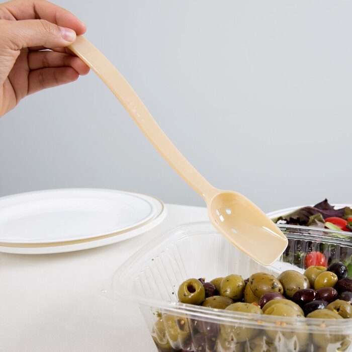 Cambro Camwear Polikarbon Delikli Servis Kaşık Bej 255 mm SPOP10CW133 - 3