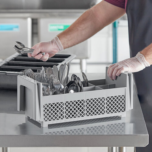Cambro 8 Bölme Yarım Boy Çatal Bıçak Bulaşık Basketi Gri 184 mm 8FBNH434151 - 2