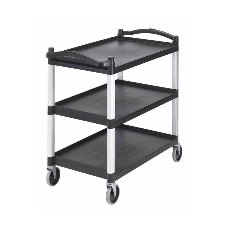 Cambro 3 Katlı Etrafı Açık Servis Arabası Siyah Taşıma Kapasitesi 180 kg BC340KD110 - 1