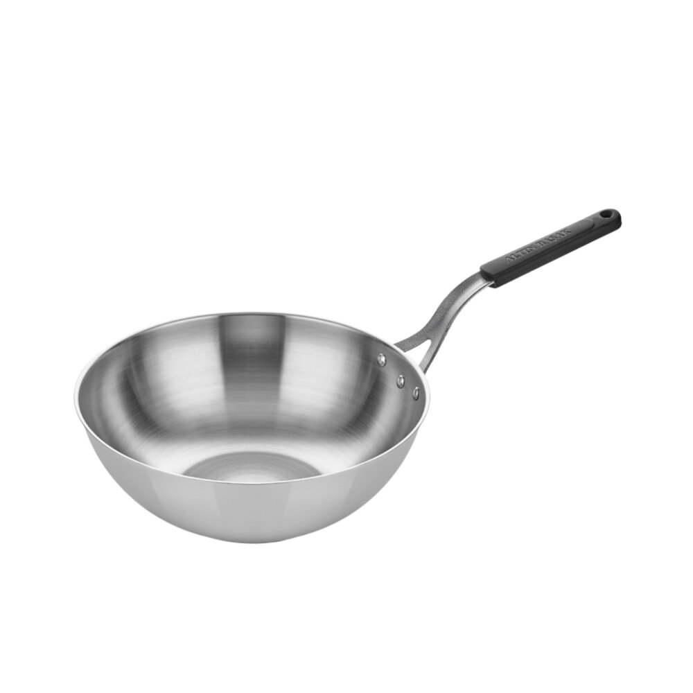 Altınbaşak Çelik Wok Tava 30Cm - Silikonlu Sap