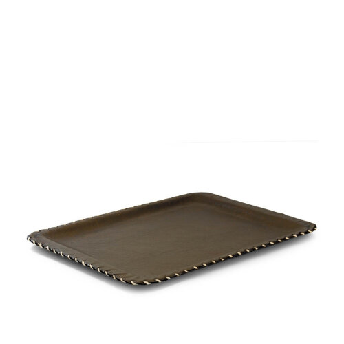 Özgül Deri Dikdörtgen Tepsi (20X30 Cm) Kahverengi - ÖZGÜL MELAMİN