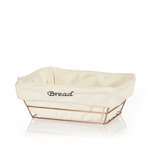 Biradlı Dikdörtgen Bezli Ekmek Sepeti 22X16X7,5 Bakır HW182B - BİRADLI