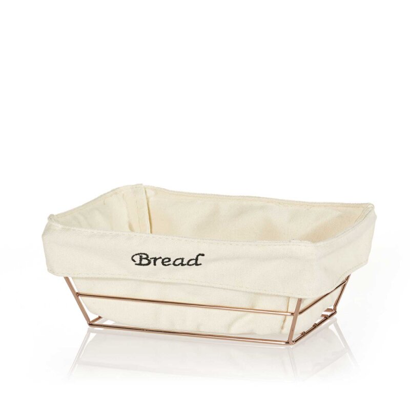 Biradlı Dikdörtgen Bezli Ekmek Sepeti 22X16X7,5 Bakır HW182B - 1