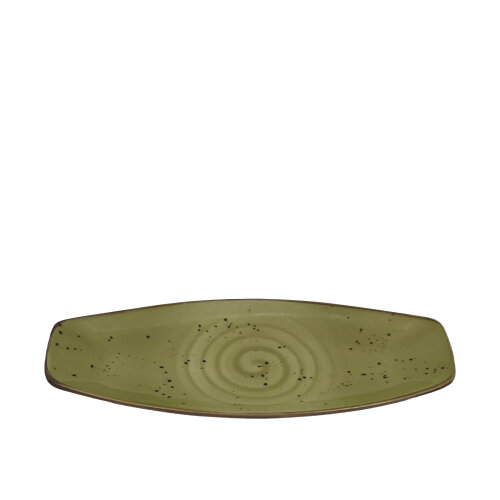 Tulu Porselen Ege Kayık Tabak 28X16 cm –Reactıve 77 Yeşil EGE28KYR77 - TULU PORSELEN