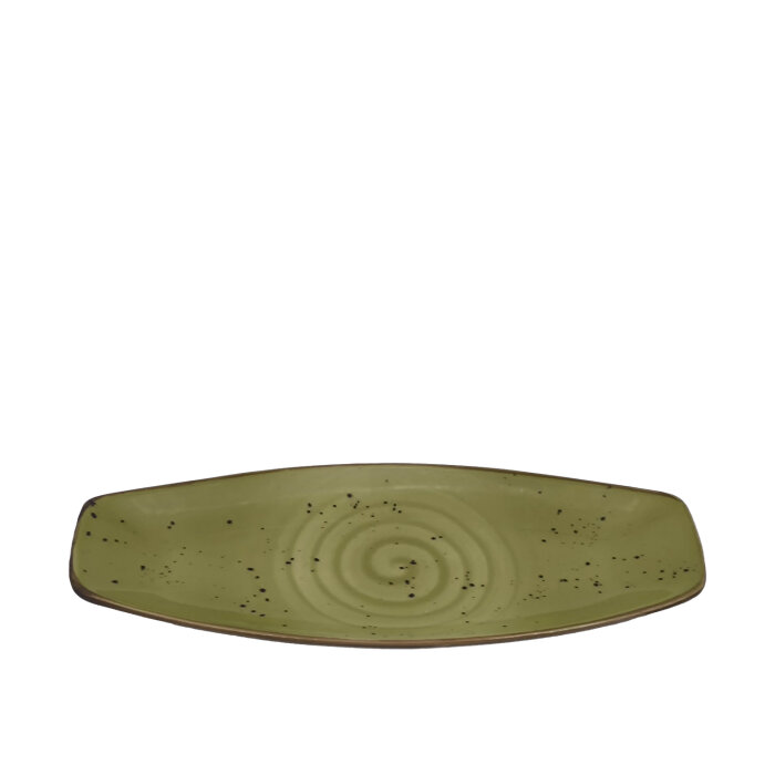 Tulu Porselen Ege Kayık Tabak 28X16 cm –Reactıve 77 Yeşil EGE28KYR77 - 1