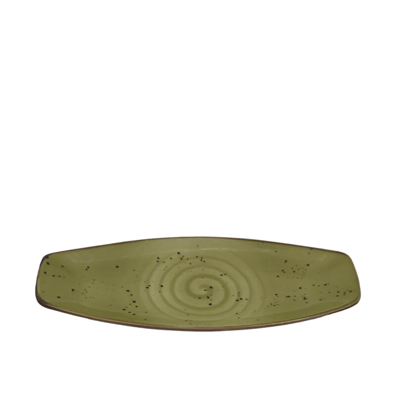Tulu Porselen Ege Kayık Tabak 28X16 cm –Reactıve 77 Yeşil EGE28KYR77 - 1