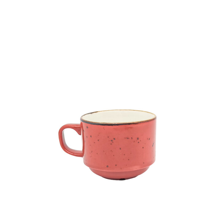 Tulu Porselen Flat Çay Fincanı - Reactıve 36 Kırmızı FLT01CFR36 - 1