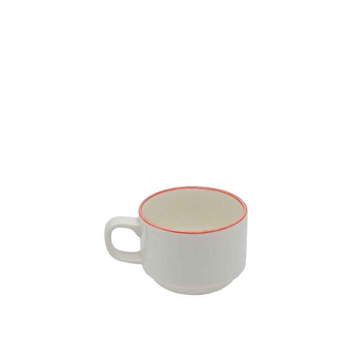 Tulu Porselen Flat Kahve Fincanı - File 36 Kırmızı FLT01KFF36 - 1