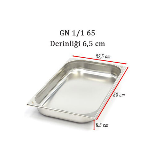 Kayalar Çelik Gn 1/1 65 Gastronom Küvet 53X32,5 Cm 9 Ltr - KAYALAR ÇELİK