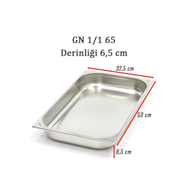 Kayalar Çelik Gn 1/1 65 Gastronom Küvet 53X32,5 Cm 9 Ltr - 1