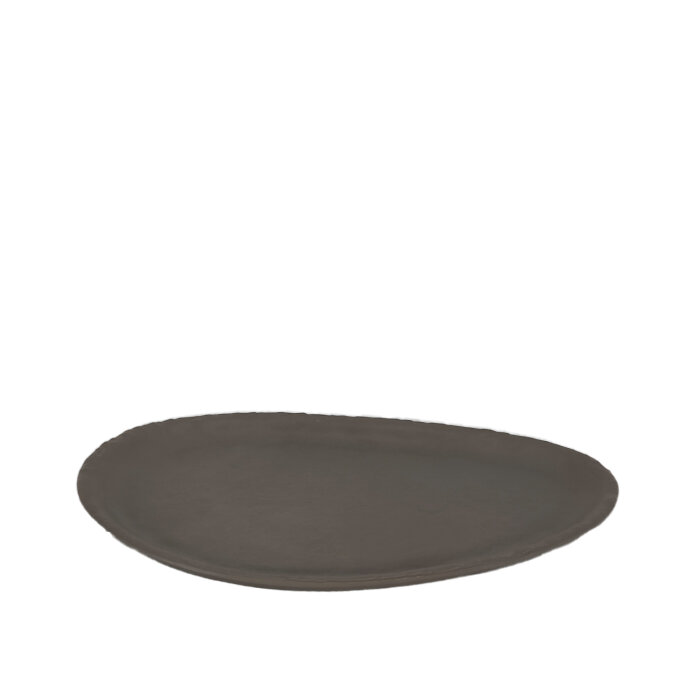 Gri Melamin Oval Slate Tabak 30X19Cm - 1