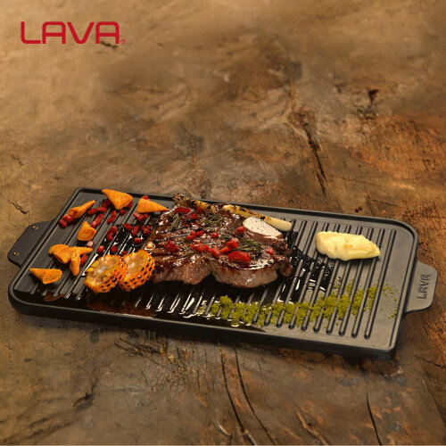 Lava Griddle Bir Tarafı Düz Diğer Tarafı Oluklu 26X47Cm - 5