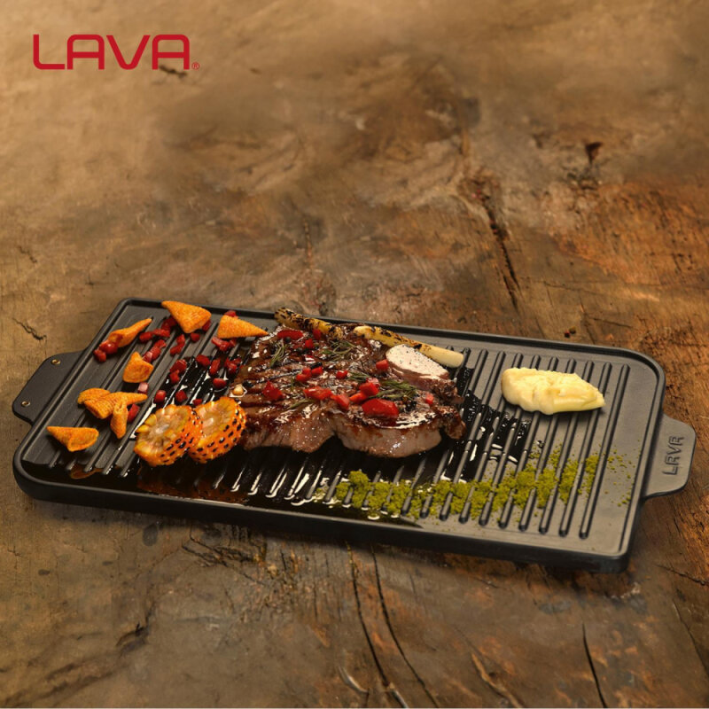 Lava Griddle Bir Tarafı Düz Diğer Tarafı Oluklu 26X47Cm - 5