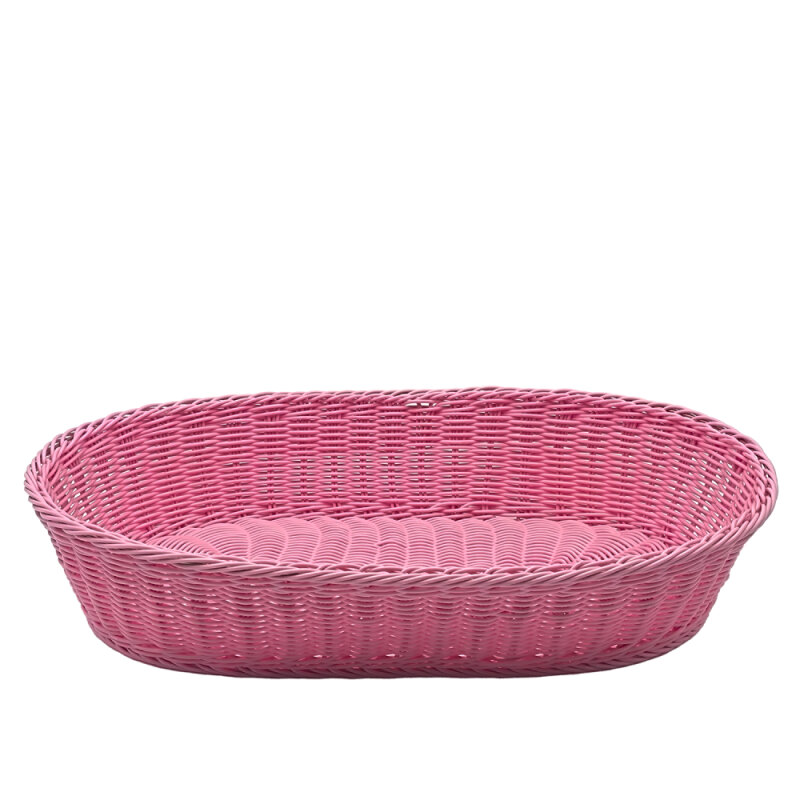 Plastik Hasır Elips Sepet 50X33X10 cm Açık Pembe - 1
