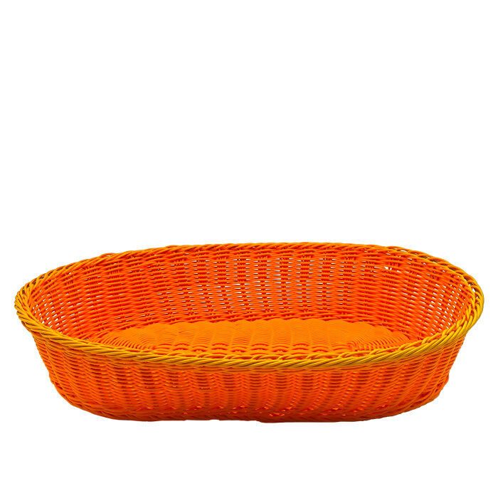 Plastik Hasır Elips Sepet 50X33X10 cm Turuncu - 1