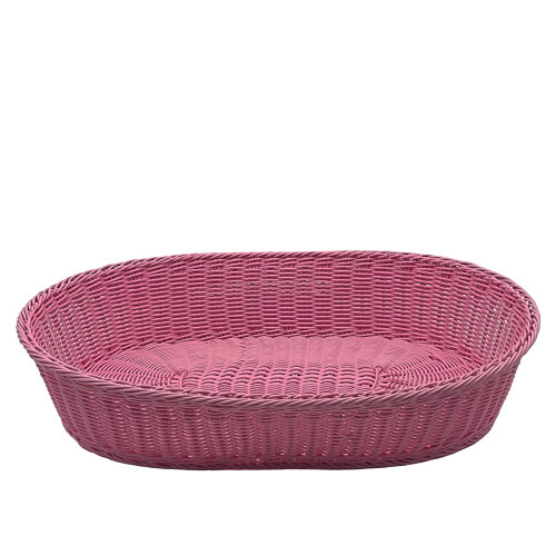 Plastik Hasır Elips Sepet 55X40X11 cm Açık Pembe - KLT