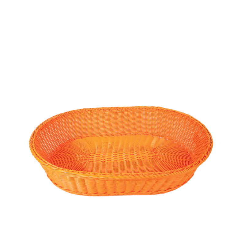 Plastik Hasır Elips Sepet 55X40X11 cm Turuncu - 1