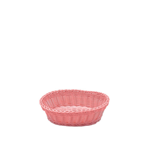 Plastik Hasır Oval Sepet 25X19X7 cm Açık Pembe - 2