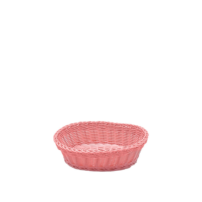 Plastik Hasır Oval Sepet 25X19X7 cm Açık Pembe - 2