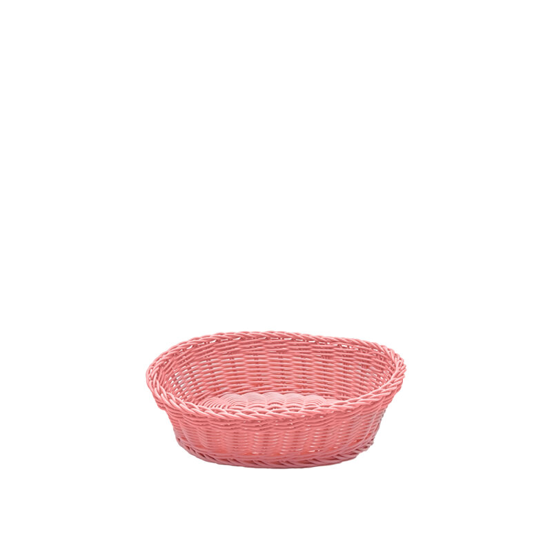 Plastik Hasır Oval Sepet 25X19X7 cm Açık Pembe - 1