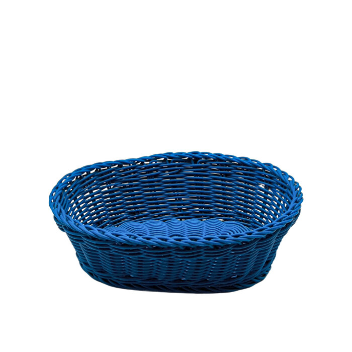 Plastik Hasır Oval Sepet 25X19X7 cm Petrol Mavisi - 2