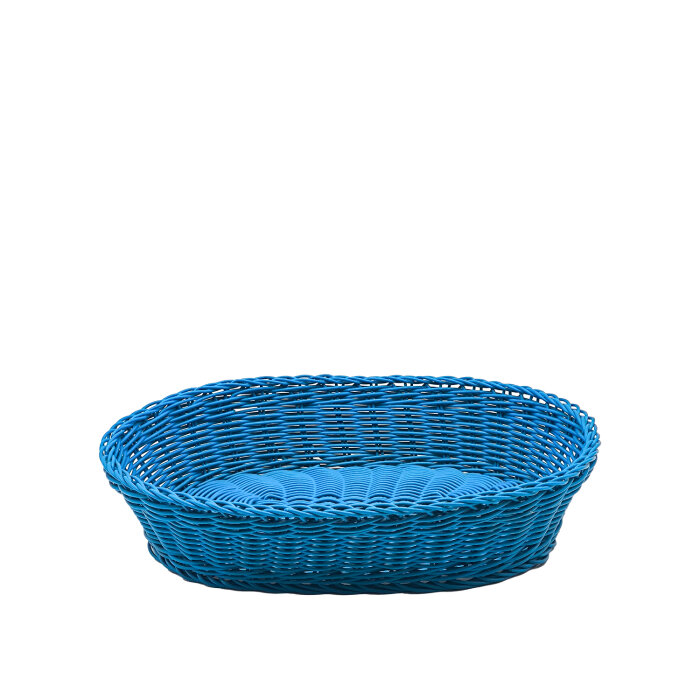Plastik Hasır Oval Sepet 38X27X8,5 cm Petrol Mavi - 2