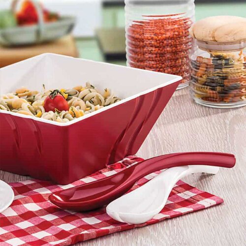 Külsan Gastro Boutique Luxor 24X24 cm Kase Kırmızı+Beyaz 23024.CWR - 2